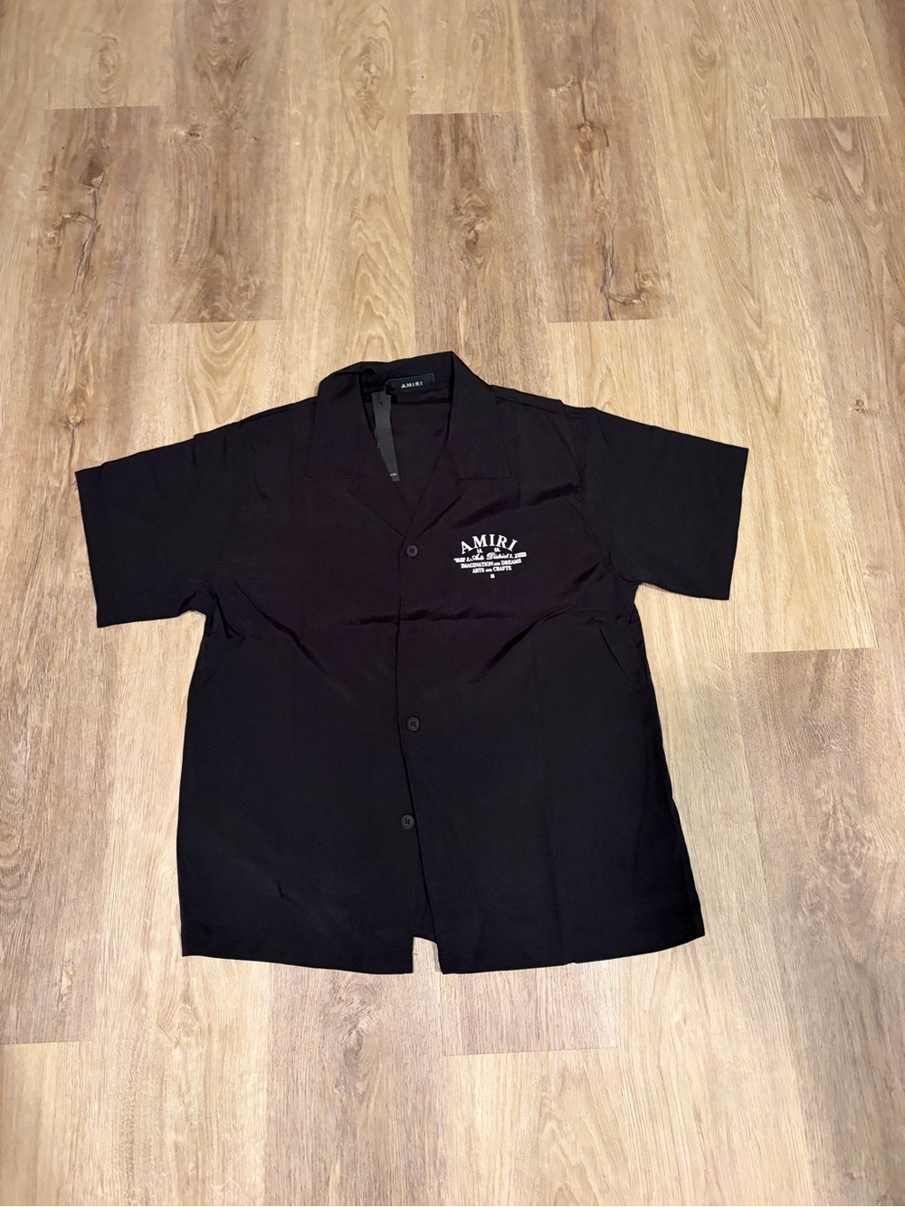 AMIRI Black Short-Sleeve Logo Camp Shirt